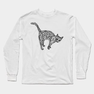 Black cat doodle light Long Sleeve T-Shirt